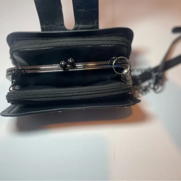 Black Studded Festival Crossbody Bag - Rhinestone Buckle Wallet Clutch - Picture 5 of 9